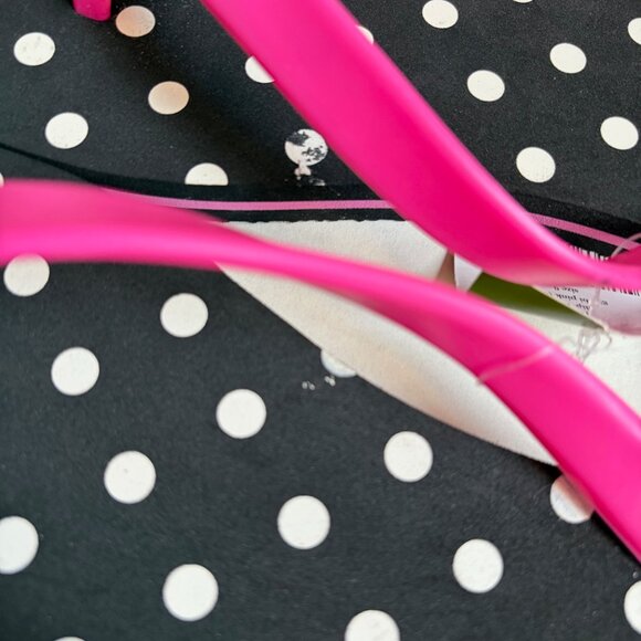 NWT Kate Spade Gulabi Pink Black & White Polka Dot Flip Flops - Size 9 - Picture 5 of 8